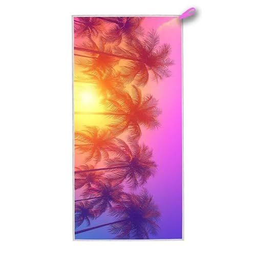 Strandtuch XXL, 140 x 70 cm Mikrofaser Handtuch mit Tasche, Schnell Trocknend, Leicht, Sandfrei Strandtuch, Mikrofaser Strandhandtuch Groß für Strand Reise Urlaub Schwimmen Pool (Kokosnussbaum) F-80 von ADCCAT