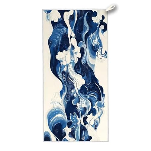 Strandtuch XXL, 150 x 75 cm Mikrofaser Handtuch mit Tasche, Schnell Trocknend, Leicht, Sandfrei Strandtuch, Mikrofaser Strandhandtuch Groß für Strand Reise Urlaub Schwimmen Camping, (Wellen) S-32 von ADCCAT