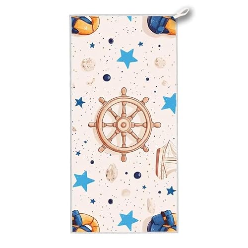 Strandtuch XXL, 150 x 75 cm Mikrofaser Handtuch mit Tasche, Schnell Trocknend, Leicht, Sandfrei Strandtuch, Mikrofaser Strandhandtuch Groß für Strand Reise Urlaub Schwimmen Camping Sport, (Anker) S-8 von ADCCAT
