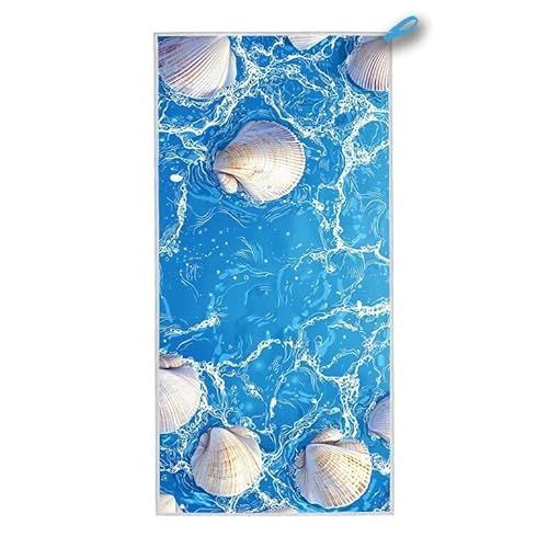 Strandtuch XXL, 150 x 75 cm Mikrofaser Handtuch mit Tasche, Schnell Trocknend, Leicht, Sandfrei Strandtuch, Mikrofaser Strandhandtuch Groß für Strand Reise Urlaub Schwimmen Camping Sport, (Blau) S-36 von ADCCAT