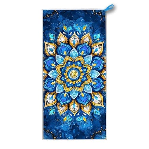 Strandtuch XXL, 160 x 80 cm Mikrofaser Handtuch mit Tasche, Schnell Trocknend, Leicht, Sandfrei Strandtuch, Mikrofaser Strandhandtuch Groß für Strand Reise Urlaub Schwimmen Camping, (Mandala) F-20 von ADCCAT