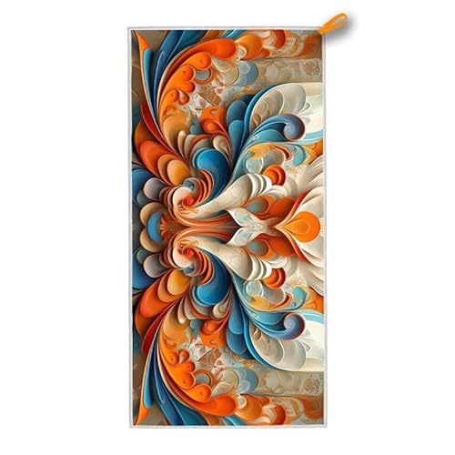 Strandtuch XXL, 160 x 80 cm Mikrofaser Handtuch mit Tasche, Schnell Trocknend, Leicht, Sandfrei Strandtuch, Mikrofaser Strandhandtuch Groß für Strand Reise Urlaub Schwimmen Camping Sport, (Boho) D-22 von ADCCAT