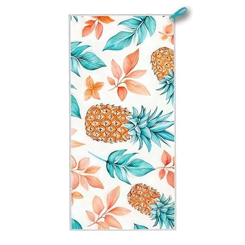 Strandtuch XXL, 180 x 90 cm Mikrofaser Handtuch mit Tasche, Schnell Trocknend, Leicht, Sandfrei Strandtuch, Mikrofaser Strandhandtuch Groß für Strand Reise Urlaub Schwimmen Camping, (Ananas) A-30 von ADCCAT