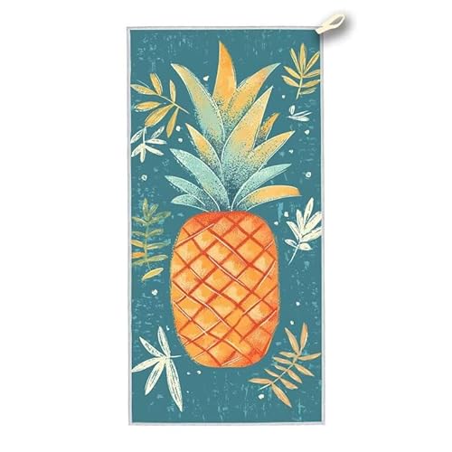 Strandtuch XXL, 180 x 90 cm Mikrofaser Handtuch mit Tasche, Schnell Trocknend, Leicht, Sandfrei Strandtuch, Mikrofaser Strandhandtuch Groß für Strand Reise Urlaub Schwimmen Camping, (Ananas) G-54 von ADCCAT