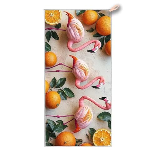 Strandtuch XXL, 180 x 90 cm Mikrofaser Handtuch mit Tasche, Schnell Trocknend, Leicht, Sandfrei Strandtuch, Mikrofaser Strandhandtuch Groß für Strand Reise Urlaub Schwimmen Camping, (Flamingo) F-28 von ADCCAT
