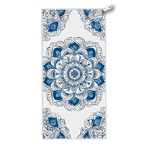 Strandtuch XXL, 180 x 90 cm Mikrofaser Handtuch mit Tasche, Schnell Trocknend, Leicht, Sandfrei Strandtuch, Mikrofaser Strandhandtuch Groß für Strand Reise Urlaub Schwimmen Camping, (Mandala) D-8 von ADCCAT