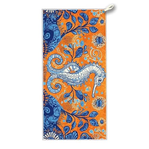 Strandtuch XXL, 180 x 90 cm Mikrofaser Handtuch mit Tasche, Schnell Trocknend, Leicht, Sandfrei Strandtuch, Mikrofaser Strandhandtuch Groß für Strand Reise Urlaub Schwimmen Camping, (Orange) A-42 von ADCCAT