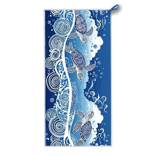 Strandtuch XXL, 180 x 90 cm Mikrofaser Handtuch mit Tasche, Schnell Trocknend, Leicht, Sandfrei Strandtuch, Mikrofaser Strandhandtuch Groß für Strand Reise Urlaub Schwimmen Camping Sport, (Blau) A-44 von ADCCAT