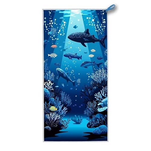 Strandtuch XXL, 200 x 100 cm Mikrofaser Handtuch mit Tasche, Schnell Trocknend, Leicht, Sandfrei Strandtuch, Mikrofaser Strandhandtuch Groß für Strand Reise Urlaub Schwimmen Camping Sport, (Meer) G-64 von ADCCAT