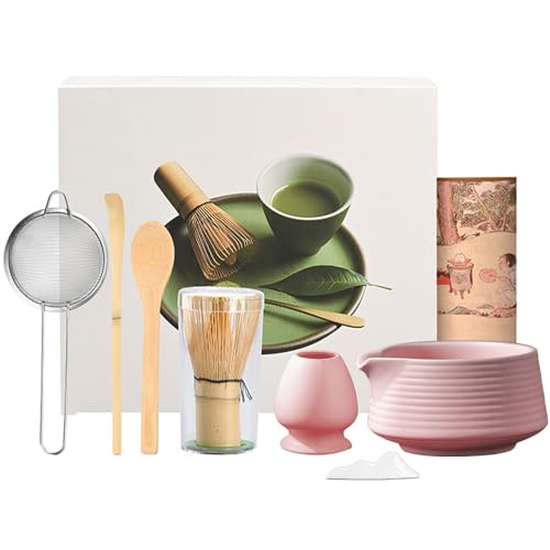 ADDLIVE Matcha-Set, 8 Stück Matcha-Rührer, Matcha-Rührer-Set, Keramik-Matcha-Set inklusive Matcha-Schüssel mit Ausgießer, Matcha-Rührer-Ständer und löffel, bestes Geschenk für Ihre Lieben von ADDLIVE