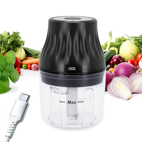 ADE Zwiebel Zerkleinerer Küche elektrisch mit Akku | Mini Mixer klein für Pesto, Kräuter, Soßen, Dips | Multizerkleinerer | Zwiebelschneider | Food processor inkl. USB-C Kabel | 150 ml von ADE