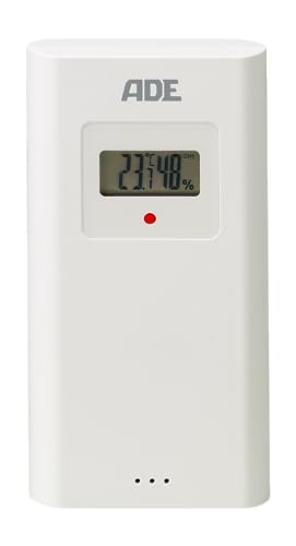 ADE Außensensor WS1002 für Wetterstation Ersatz | 3 Kanäle | mit Display | kompatibel mit ADE WS2301, WS2302, WS2105, WS2211 | weiß von ADE