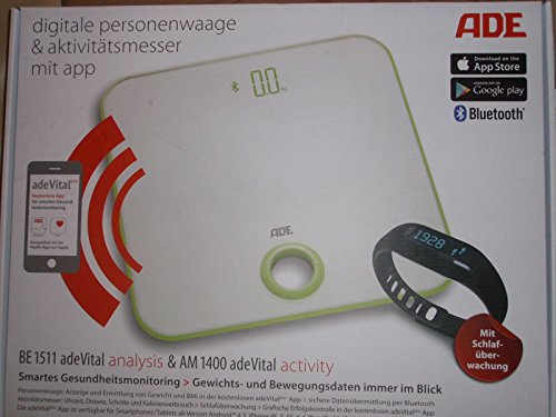 ADE BA 1511 adeVital Analysis - Körperanlysewaage + Aktivitätsmesser AM 1400 - Bluetooth - passende App für Android und iOS von ADE
