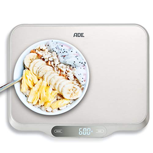 ADE Extra große Küchenwaage digital bis 15kg | Küchenwaage große Wiegefläche 26x31 cm | perfekt als Kuchenwaage, Paketwaage, Fleischwaage von ADE