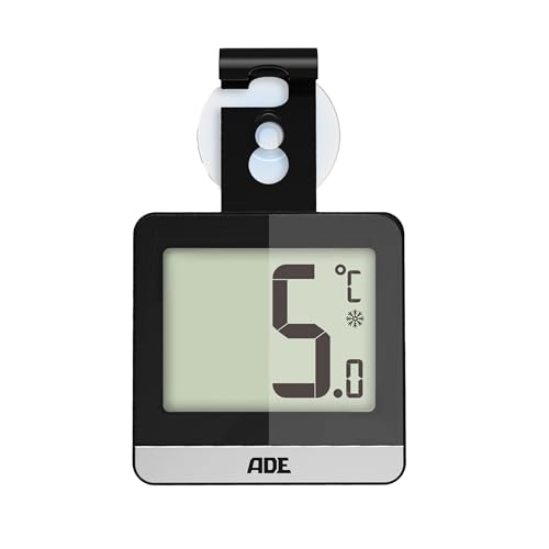 ADE Digitales Kühlschrankthermometer | Thermometer für Gefrierschrank und Kühlschrank magnetisch | Großes Display -20°C bis 60°C | Schwarz von ADE