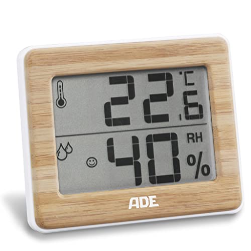ADE Digitales Thermometer und Hygrometer für innen | Luftfeuchtigkeitsmesser | Bambus von ADE