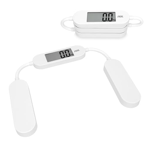 ADE Faltbare Reisewaage | digitale Personenwaage mit 180 kg Tragkraft in 100-g-Schritten | präzise Körperwaage mit LCD-Display von ADE