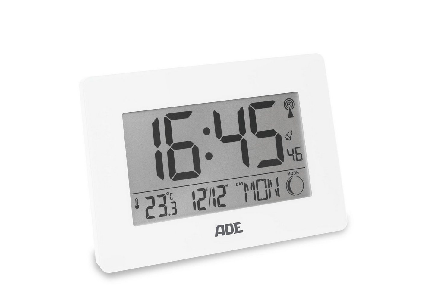 ADE Funktischuhr Digitale Tischuhr und Wanduhr mit großem Display Funkuhr aus Bambus mit Temperaturanzeige, digitaler Wecker, Kalender von ADE