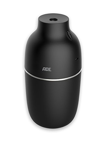 ADE HM 1800-2 Luftbefeuchter (kompakter Raumbefeuchter mit bis zu 10 Stunden Laufzeit pro Füllung, USB-Anschluss, 160 ml Kapazität und Zubehör) schwarz von ADE