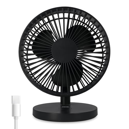 ADE Ventilator sehr leise | USB Tischventilator 3 Stufen | Akku bis 7,5 h Laufzeit | 2.000 mAh | 90° Neigungswinkel | leicht und flexibel | anthrazit von ADE
