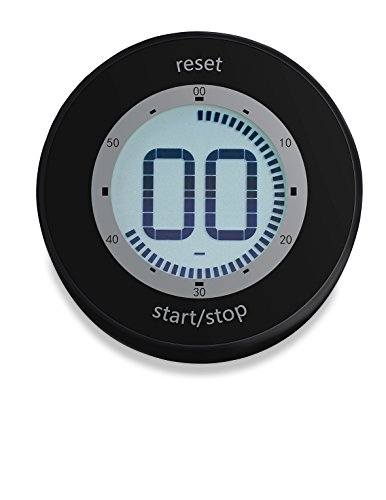 ADE TD1800-2 Digitaler Küchentimer (Kurzzeitmesser mit LCD-Display, Magnet und Drehmechanismus zum Aufziehen, Durchmesser 6,7 cm) Schwarz von ADE