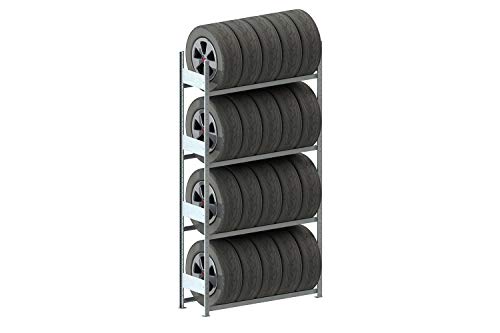 S3 CLIP Reifenregal GR 2500 x 1300 x 400 vzk kpl. mit 8 Reifen-Längsriegeln (4 Reifenebenen) von ADE
