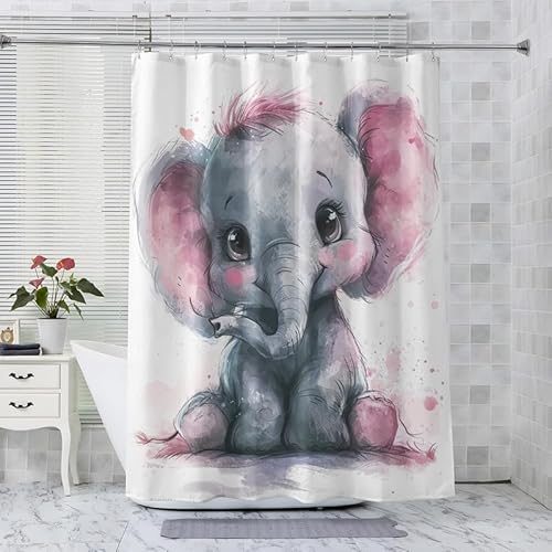 ADEIRO Duschvorhang Elefant, Karikatur Duschvorhang 90x180 Anti Schimmel, Tier Duschvorhang mit 12 Plastik Haken, Waschbar Textil Shower Curtains für Dusche und Badewanne ADEIRO Duschvorhang Elefant, Karikatur Duschvorhang 90x180 Anti Schimmel, Tier Duschvorhang mit 12 Plastik Haken, Waschbar Textil Shower Curtains für Dusche und Badewanne von ADEIRO