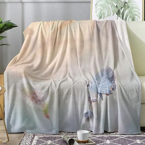 Flauschige Decke Schmetterling Blanket, Wohndecke Kuscheldecken 220x240 cm, Kuscheldecke Pastell Decken Weich und Warm Flanell Fleecedecke Wolldecke für Couch Sofa Wohnzimmer von ADEIRO