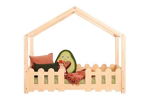 Kinderbett aus Holz IZI S ADEKO, Kiefernholz, Hüttenbett, Kinderzimmermöbel, Bett mit Lattenrost, Verschiedene Varianten (80x180) von ADEKO Kids