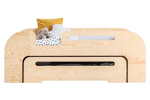 Kinderbett aus Holz Aiko ADEKO, Sperrholz, Kinderzimmermöbel, Bett mit Lattenrost, Bett mit Schublade, Verschiedene Varianten (70x140) von ADEKO Kids