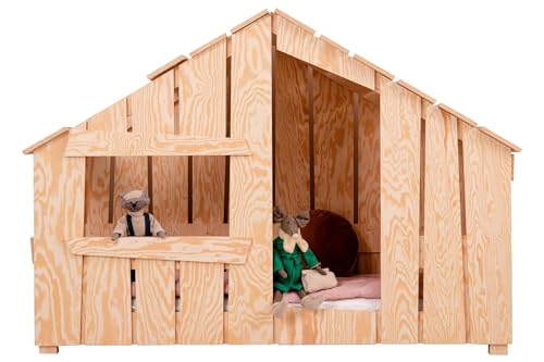 Kinderbett aus Holz FRED ADEKO, Kiefernholz, Hüttenbett, Kinderzimmermöbel, Bett mit Lattenrost, Verschiedene Varianten (70x160) von ADEKO Kids