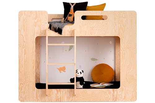 Kinderbett aus Holz Simba ADEKO, Kiefernholz, Sperrholz, Etagenbett, Kinderzimmermöbel, Bett mit Lattenrost, Verschiedene Varianten (70x140) von ADEKO Kids