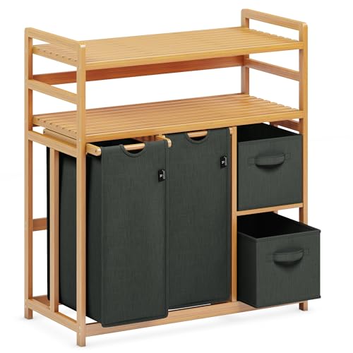 ADEL DREAM Wäschekorb 4 Fächer 2 Regale Wäschesammler 140L Wäscheboxen Mit Korb Wäschesortierer mit 2 Wäschesäcken & 2 Stoffboxen Wäschesack Bambus Wäscheregal Wäschebox Laundry basket Dunkelgrau ADEL DREAM Wäschekorb 4 Fächer 2 Regale Wäschesammler 140L Wäscheboxen Mit Korb Wäschesortierer mit 2 Wäschesäcken & 2 Stoffboxen Wäschesack Bambus Wäscheregal Wäschebox Laundry basket Dunkelgrau von ADEL DREAM