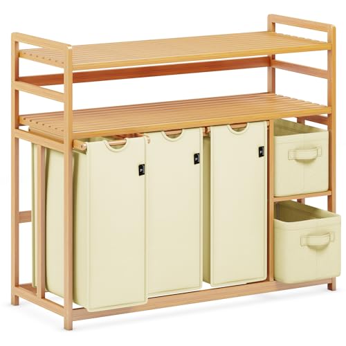 AdelDream Wäschekorb 5 Fächer 2 Regale Wäschesammler 190L Wäscheboxen Mit Korb Wäschesortierer mit 3 Wäschesäcken & 2 Stoffboxen Wäschesack Bambus Wäscheregal Wäschebox Laundry basket Beige AdelDream Wäschekorb 5 Fächer 2 Regale Wäschesammler 190L Wäscheboxen Mit Korb Wäschesortierer mit 3 Wäschesäcken & 2 Stoffboxen Wäschesack Bambus Wäscheregal Wäschebox Laundry basket Beige von ADEL DREAM