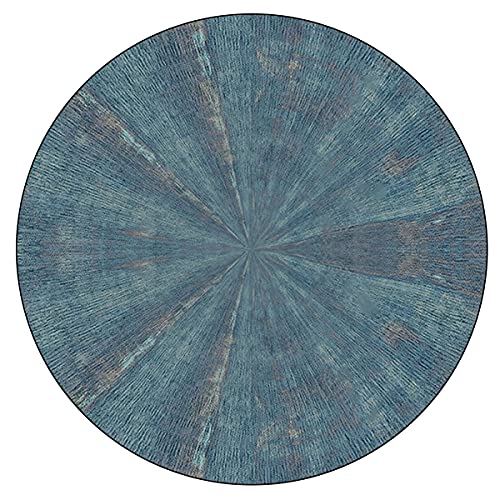 ADELALILI Teppich Rund 200cm Kurzflor Waschbar Vintage Boho rutschfest Balkon Küchenteppich Wohnzimmer Rugs Supersoft Blau Runden Teppich - Anpassbar Größen von ADELALILI