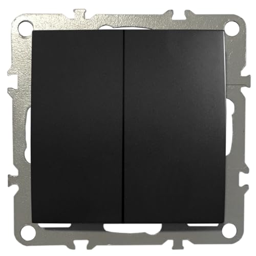 2-Fach Schalter Lichtschalter Doppel-Schalter Wechselschalter Unterputz 220-250V 10A Schwarz Matt von ADELID