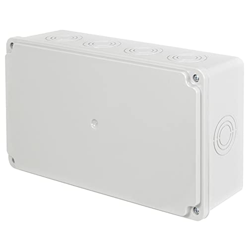 ADELID Abzweigkasten Abzweigdose Installationsgehäuse Aufputz IP65 Spritwasser- & Staubschutz 260x150x80mm Hellgrau RAL7035 Gummi, Metall 4x Gummikabelverschraubung von ADELID