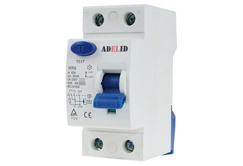 ADELID Schalter, Fehlerstromschutzschalter FI-Schalter RCD 2-polig 25A 30mA von ADELID