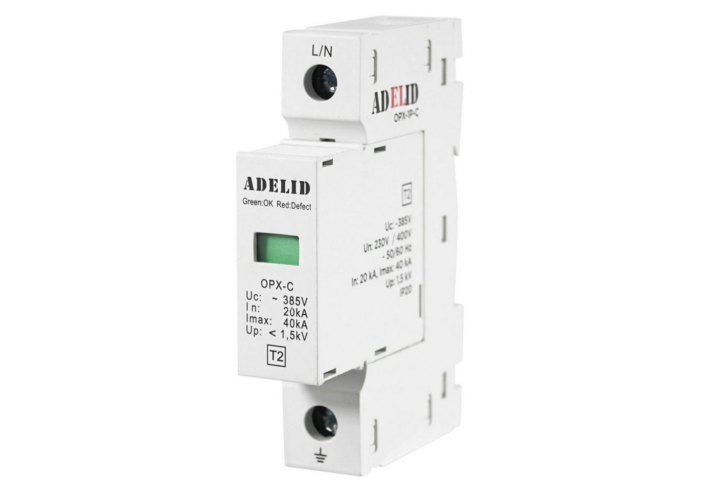 ADELID Schalter, Überspannungsableiter C (T2) 1-polig für 1000V DC 40kA PV Photovoltaik DIN-Schienenmontage von ADELID