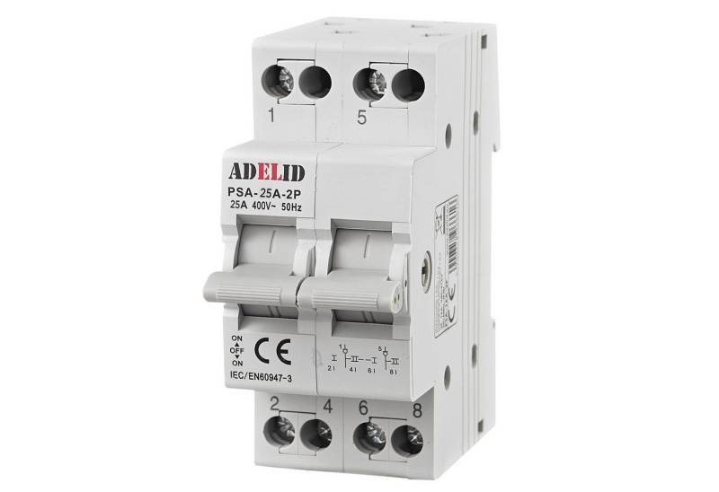 ADELID Schalter, Wahlschalter-Umschalter 1-0-2 25A Reiheneinbau 2-polig von ADELID