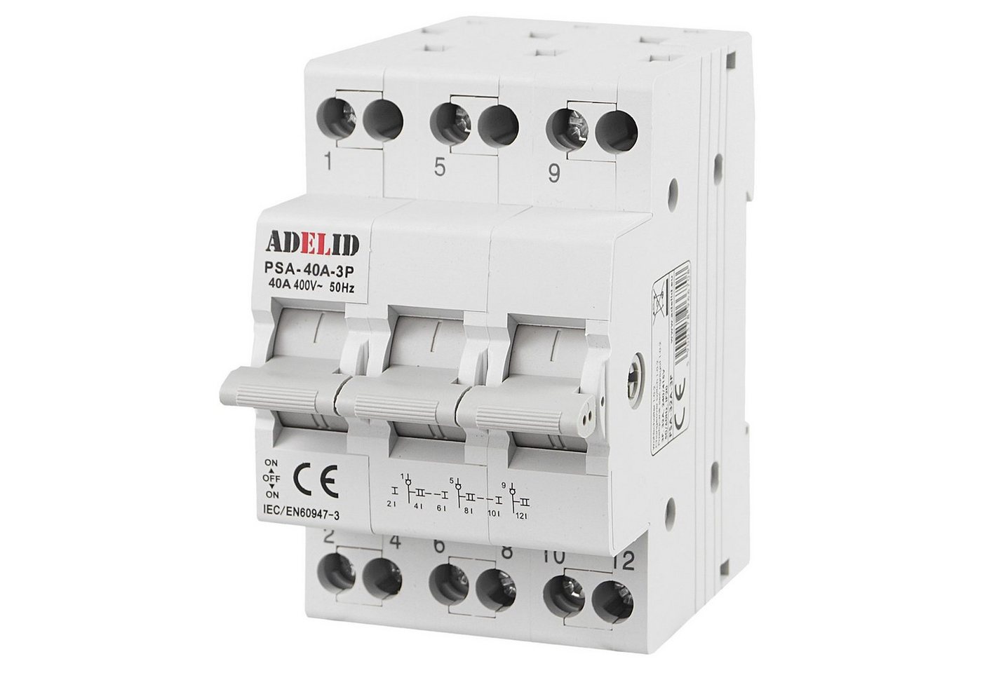 ADELID Schalter, Wahlschalter-Umschalter 1-0-2 40A Reiheneinbau 3-polig ADELID Schalter, Wahlschalter-Umschalter 1-0-2 40A Reiheneinbau 3-polig von ADELID