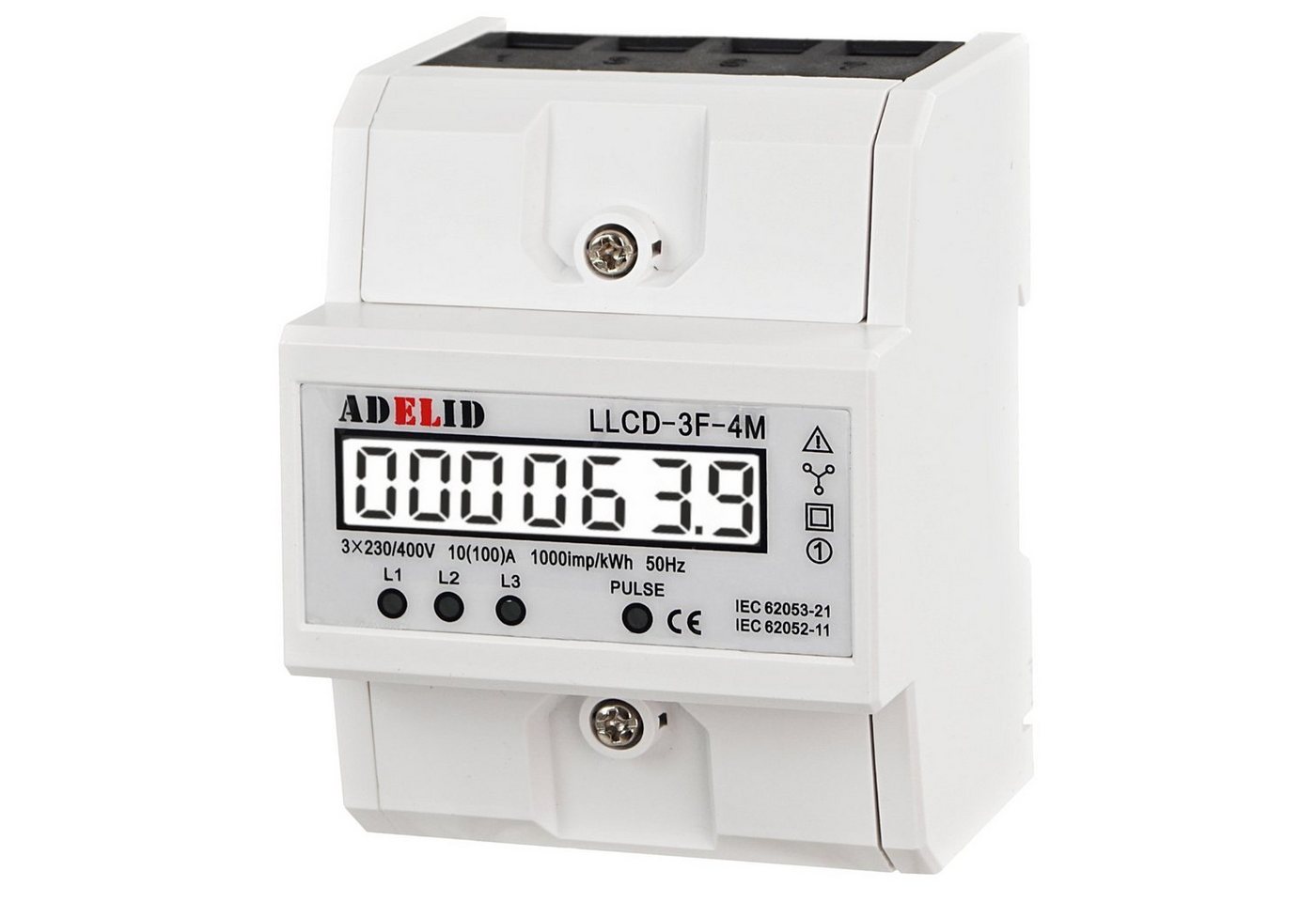 ADELID Schalter, Wechselstromzähler Hutschiene LCD MID 3-Phasen Signalleuchte 10(100)A von ADELID