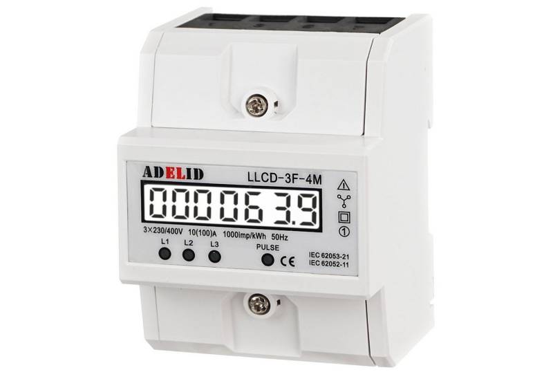 ADELID Schalter, Wechselstromzähler Hutschiene LCD MID 3-Phasen Signalleuchte 10(100)A von ADELID