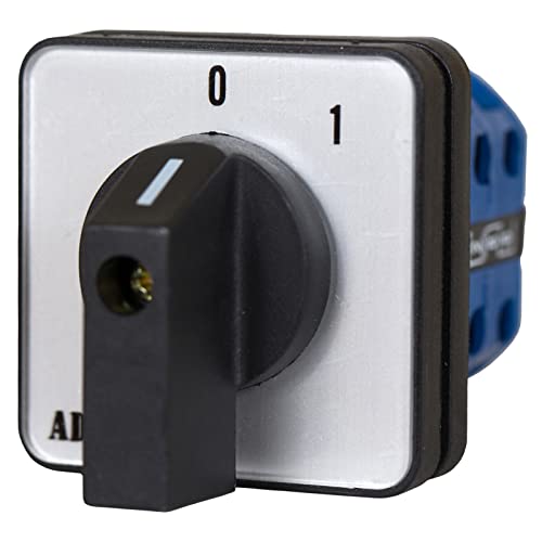 ADELID Universal-Nockenschalter 0-1 Drehschalter Wechselschalter 16A 230/400V 3 Phasen 2 Positionen, Silber, Schwarz, Grau von ADELID