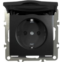 Adelid - Schuko Steckdose Unterputz Schutzkontakt-Steckdose 1-Fach 16A 220-250V mit Deckel Schwarz Matt von ADELID