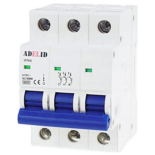 LS-Schalter Leitungsschutzschalter Sicherungsautomat 3-polig C 63A 230/400V AC von ADELID