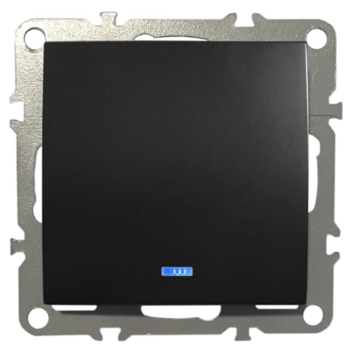 Schalter Lichtschalter Ein-/Ausschalter mit Kontrolleuchte Unterputz 220-250V 10A Schwarz Matt von ADELID