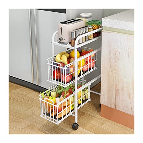 ADERFETBI Küchen Organizer Küche Gap Regal vom Boden bis zur Decke, mehrschichtiges Obst- und Gemüselagerregal, Badezimmer-Sundries-Rack Lagerregal(White,XX-Large) von ADERFETBI