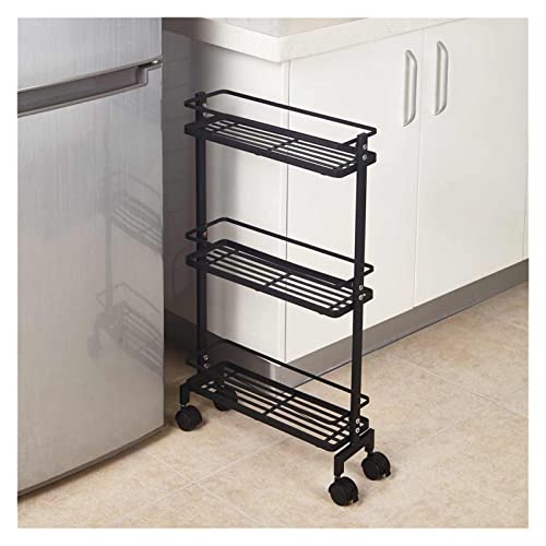 ADERFETBI Küchen Organizer Multifunktionaler Küchenwagen Rolling Storage Utility Cart Side Rack Herausnehmbarer Organizer Indoor Lagerregal(Black) von ADERFETBI