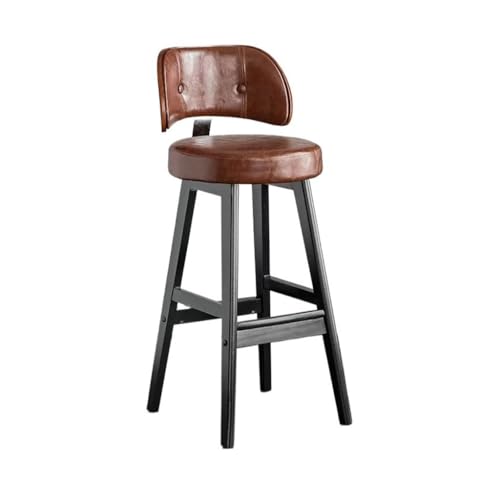 ADERFETBI Küchenhocker, Barstuhl aus Leder, Retro, einfacher Hochstuhl mit Rückenlehne, für Kücheninsel und Haushalt, Barhocker (A) von ADERFETBI